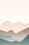 Landscape with Japanese wave. Beige, green gray and white. Mountains and hills. Sandy dunes. Graphic design. Nature and ecology.