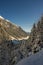 landscape of jaufental during winter in southtyrol