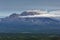 landscape of Kamchatka: eruption active Zhupanovsky Volcano emission from crater of volcano plume of steam, gas and