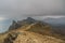 Landscape of Karadag Reserve in spring. View of rocks of ridge Karagach. Crimea