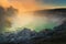 Landscape of Kawah Ijen crater Indonesia at sunrise., Beautiful scene of natural Ijen volcano crater, Journey traveling