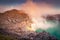 Landscape of Kawah Ijen volcano in sunrise scene of Indonesia