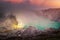 Landscape of Kawah Ijen volcano in sunrise scene of Indonesia