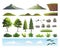 Landscape kit constructor with various nature elements vector illustration.