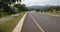 Landscape of Kota Baru Street and blue mountain in afternoon, West Java Indonesia