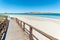 landscape of La Pelosa beach in a sunny day