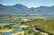 Landscape of lagoons and vineyards from Gydo Pass,