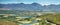 Landscape of lagoons and vineyards from Gydo Pass,