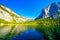 Landscape at Lake Altaussee in the Salzkammergut in Austria. Idyllic nature by the lake