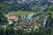 Landscape with lake Ciucas leisure complex from Baile Tunsad resort, Transylvania, Harghita county, Romania