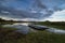 Landscape Lake With Fishing Boat