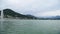 Landscape of Lake Lugano - Ceresio with fountain cloudy day.