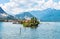 Landscape of lake Maggiore with Fishermen Island (Isola dei Pescatori).
