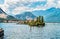 Landscape of lake Maggiore with Fishermen Island, Italy