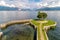 Landscape of Lake Maggiore, view from Cerro of Laveno beach, Italy