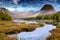 Landscape with lake and mountains