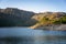 Landscape of Lake and mountains in Vilarinho das Furnas Dam in Geres National Park, in Portugal