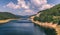 Landscape with lake Oasa in Romanian Carpathians, Transalpina.