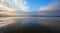 Landscape with lake reflection clouds. Beautiful summer sunset