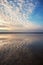 Landscape with lake reflection clouds. Beautiful summer sunset