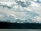 Landscape with lake and view in the snowy Swiss Alps