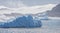 Landscape of large icebergs and mountains in Prince Christian Sound, South Greenland