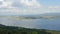 Landscape of large mountain lake from birds eye view.