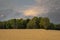 Landscape in late autumn. Stormy sky over an empty field