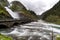 Landscape in a Latefossen waterfall in Norway