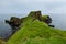 Landscape of legendary Rubha nam Brathairean Brothers Point in Isle of Skye in Scotland with unusual shape of hills