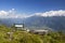 Landscape of Lienz Dolomites in Austria. Massive Alpine mountains.