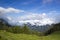 Landscape of Lienz Dolomites in Austria. Panorama of massive Alpine mountains