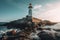 Landscape with a lighthouse on the sea