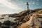 Landscape with a lighthouse on the sea