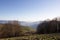 Landscape of ligurian apennines at sunset in spring