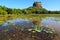 Landscape of lion rock and lake at Sigiriya, Sri Lanka