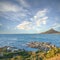 Landscape Lions Head and surroundings against a blue sky during the day in summer. Beautiful ocean and mountain scenery