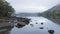 Landscape of Llyn Crafnant during foggy Autumn morning in Snowdonia National Park