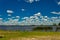 Landscape of Lobos lake on a warm spring morning