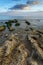 Landscape looking out to sea with rocky coastline and beautful v