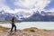 Landscape of `Los Cuernos` The Horns in English and NordenskjÃ¶ld Lake - Torres del Paine National Park