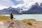 Landscape of `Los Cuernos` The Horns in English and NordenskjÃ¶ld Lake - Torres del Paine National Park