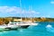 Landscape with Luxury yachts in marina Porto Cervo Sardinia