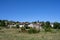 Landscape of the Lyonnais mountains around the village of Montrottier in summer in France