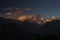 Landscape with Machapuchare-Fishtail peak at sunset view from Ghandruk during trekking in Himalaya Mountains, Nepal