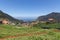 Landscape Madeira with mountains, houses and agriculture