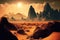 Landscape of Mars surface, alien nature in space, generative AI