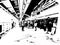 Landscape of Metro Station and City Passengers Black and white illustrations