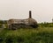 Landscape with the military bunkers in the middle of a rural fields, Apollonia, Fier, Albania