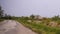 Landscape with the military bunkers in the middle of a rural fields, Apollonia, Fier, Albania